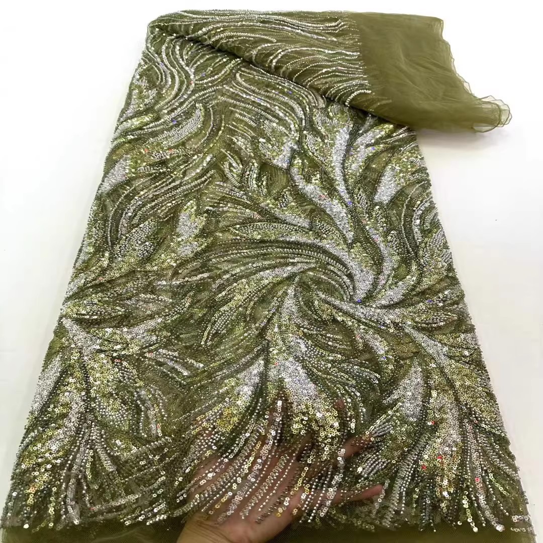 5yard Sequin bead tube embroid - مراجعة Sewing Embroidery Fabric وسعره