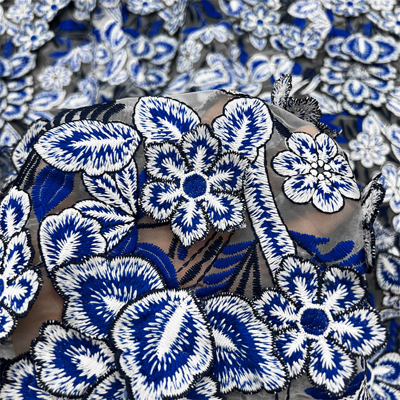 1yard Blue and white porcelain - مراجعة Sewing Embroidery Fabric وسعره