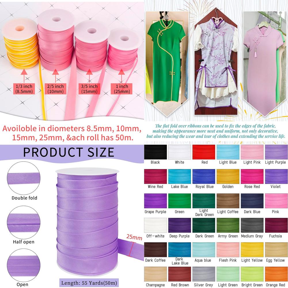 LEREATI Satin Bias Tape Double - مراجعة Binding Tape Bias وسعره