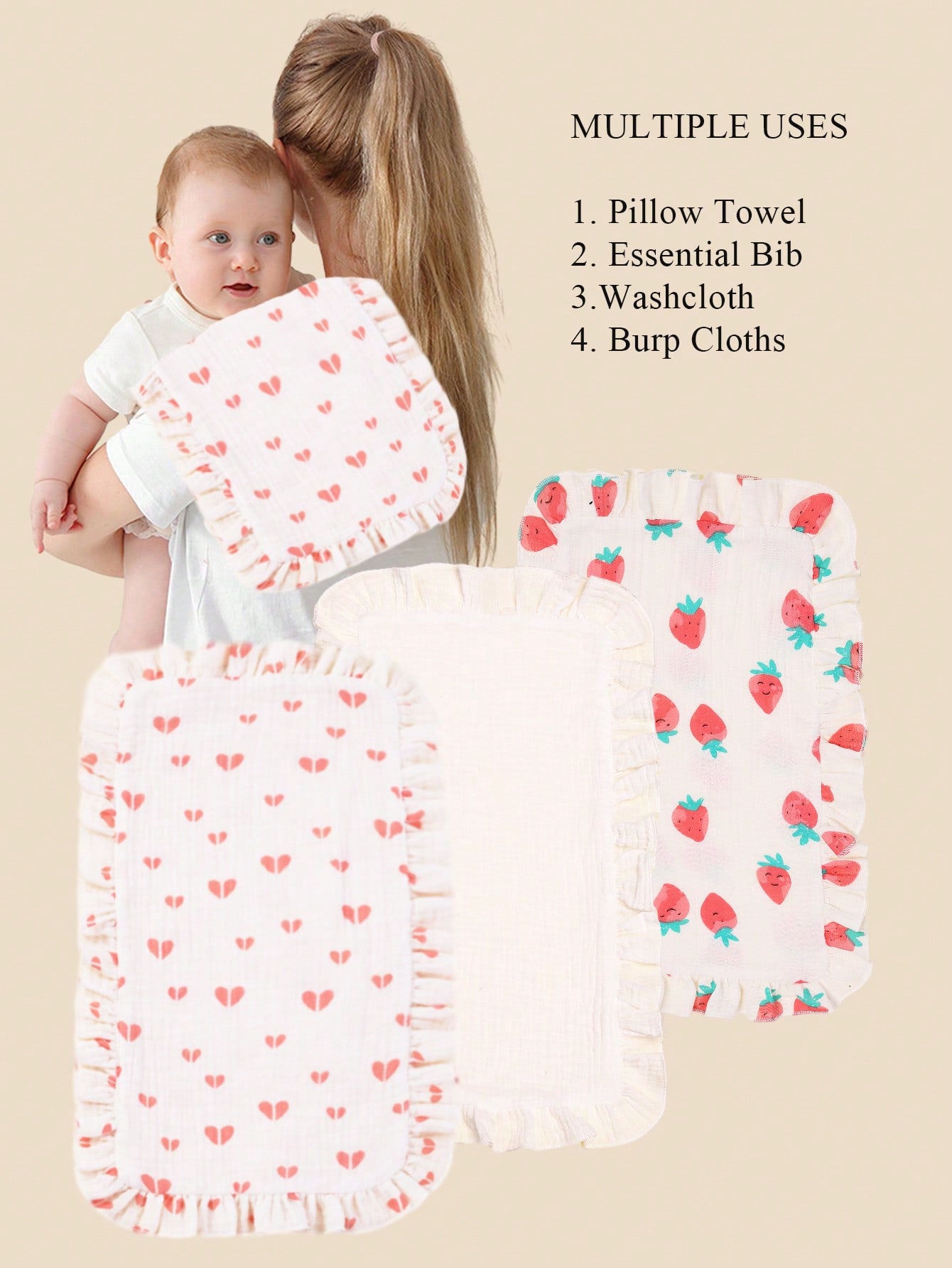 3Pcs/Set Soft Muslin Cotton Ga - مراجعة Shoulder Pad Set In وسعره