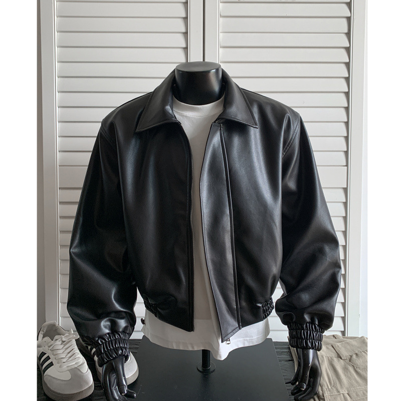 New Autumn Leather Jacket For  - مراجعة Shoulder Pad Set In وسعره