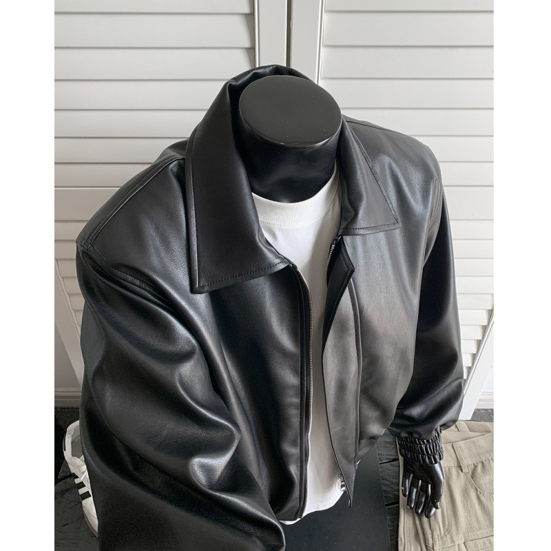 New Autumn Leather Jacket For  - مراجعة Shoulder Pad Set In وسعره