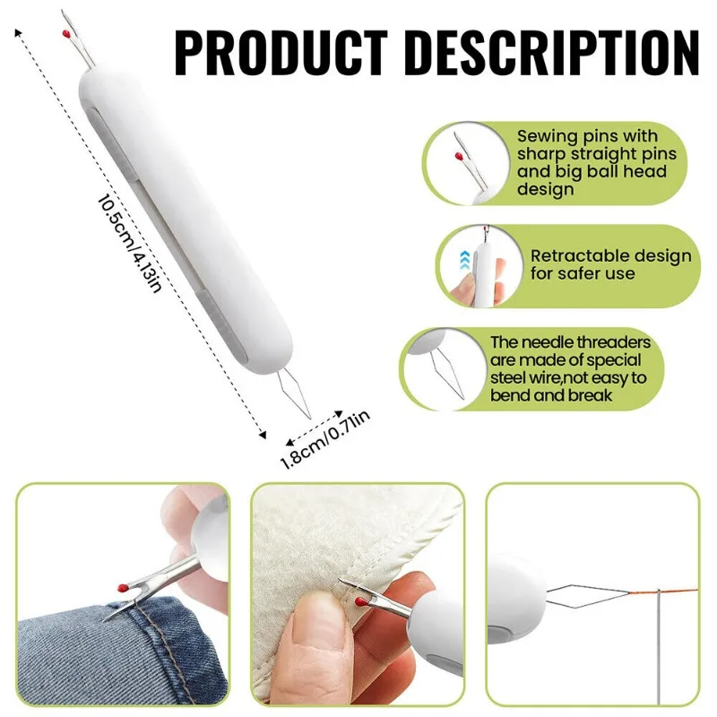 3PCS 2-in-1 Needle Threader Se - مراجعة Seam Ripper Tool وسعره