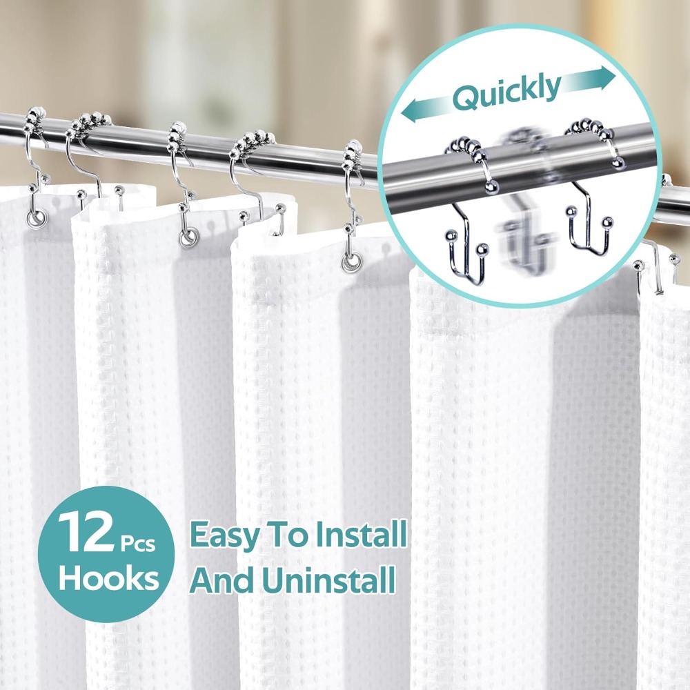 3 in 1 Waffle Shower Curtain S - مراجعة Fabric Weight Set وسعره