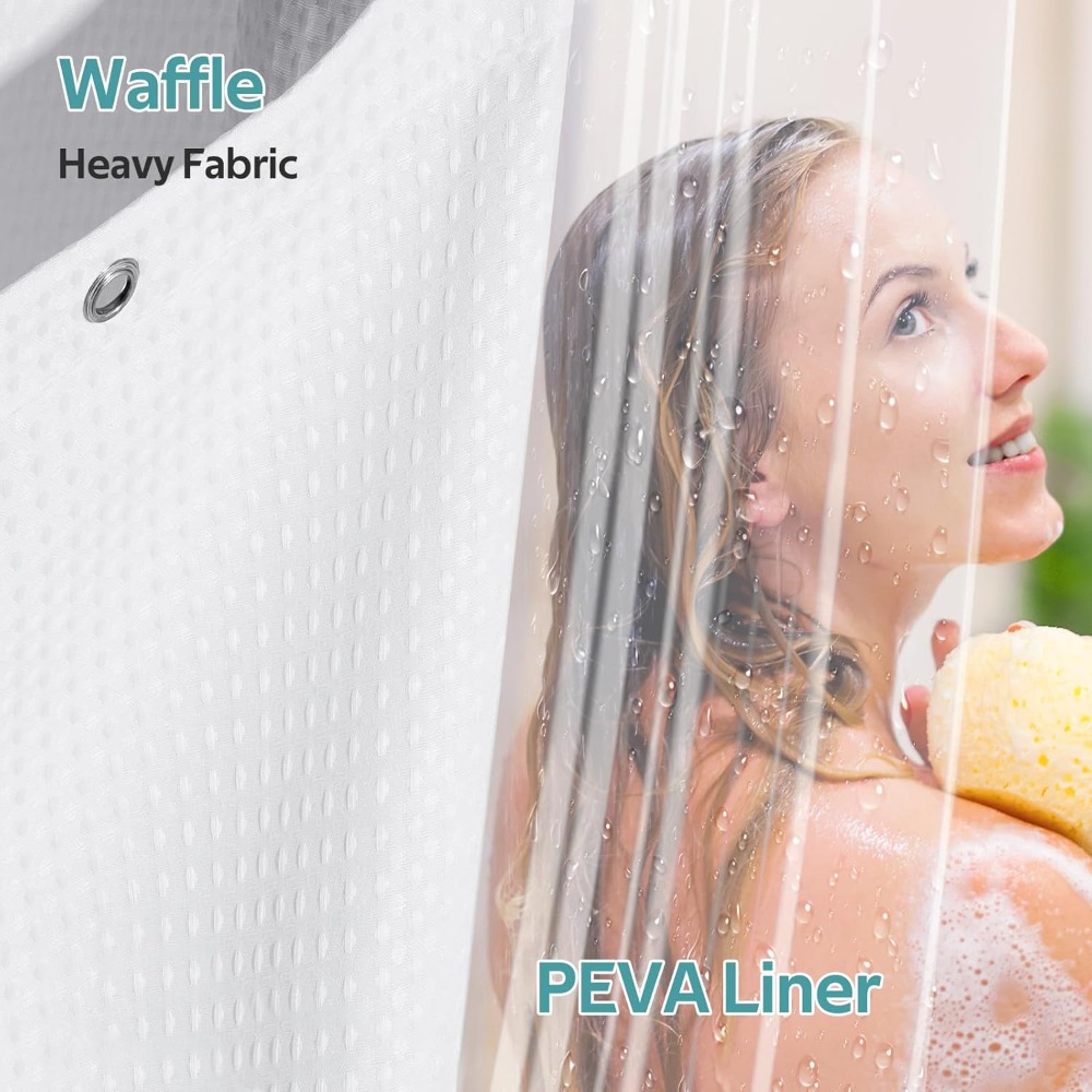 3 in 1 Waffle Shower Curtain S - مراجعة Fabric Weight Set وسعره