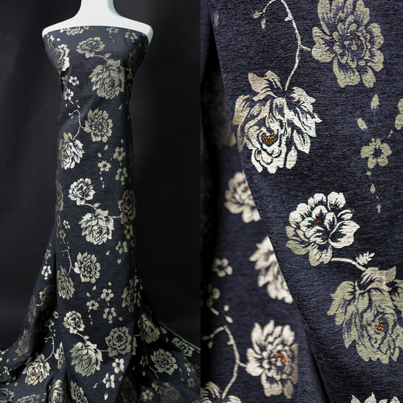 Black Gold Peony Jacquard Fabr - مراجعة Fabric Weight Set وسعره