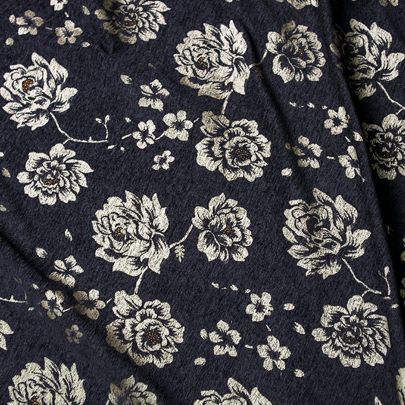 Black Gold Peony Jacquard Fabr - مراجعة Fabric Weight Set وسعره