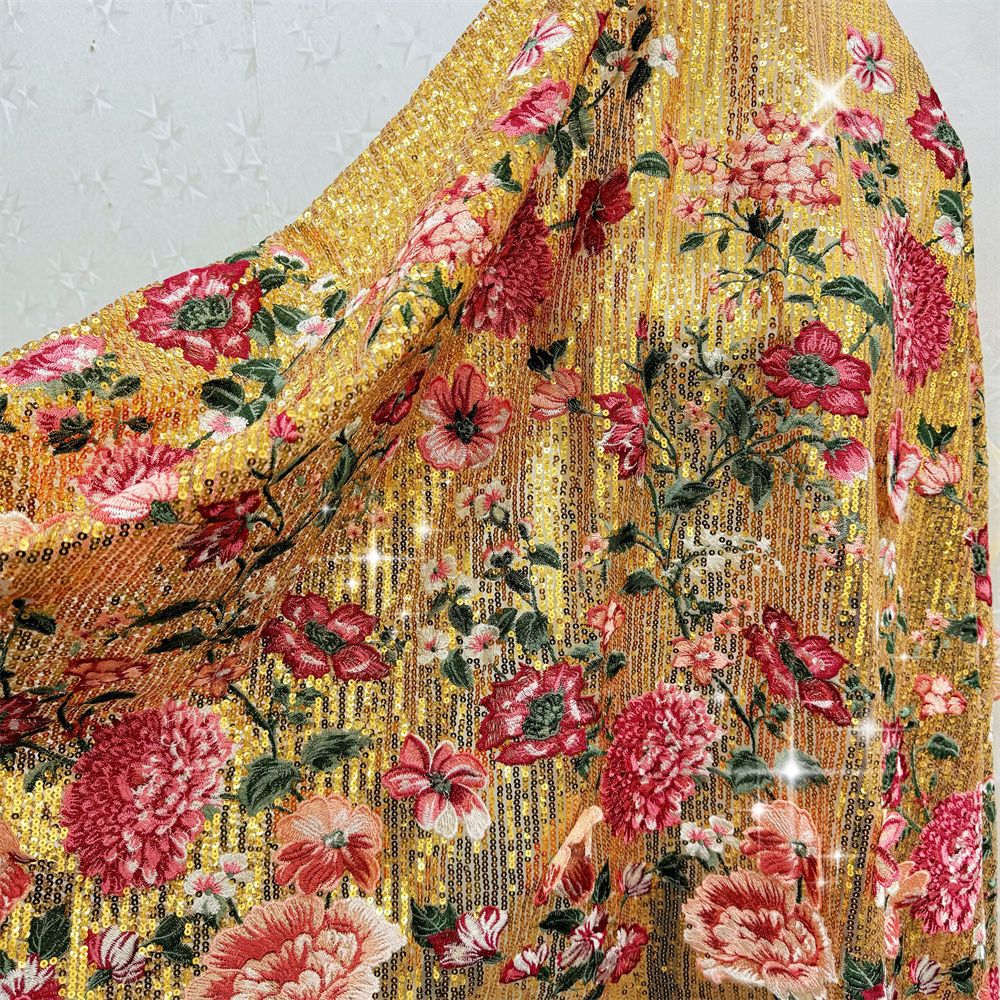 1 yardThree-dimensional embroi - مراجعة Sewing Embroidery Fabric وسعره