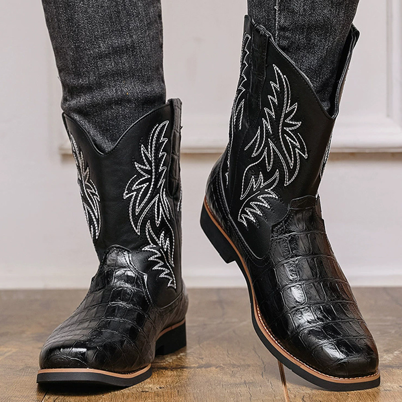 Retro wide toe Western cowboy  - مراجعة Sewing Embroidery Fabric وسعره