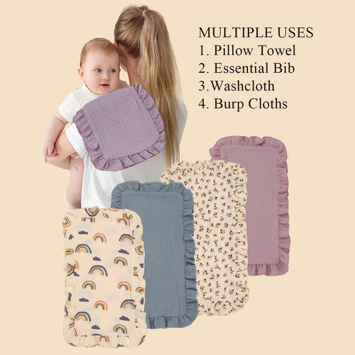 4 pcs/set Soft Muslin Cotton G - مراجعة Shoulder Pad Set In وسعره