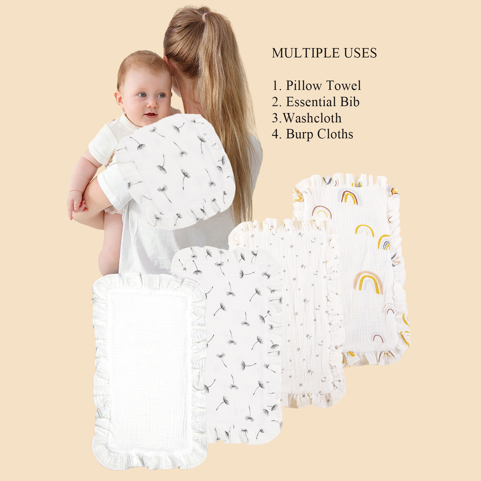 4 pcs/set Soft Muslin Cotton G - مراجعة Shoulder Pad Set In وسعره