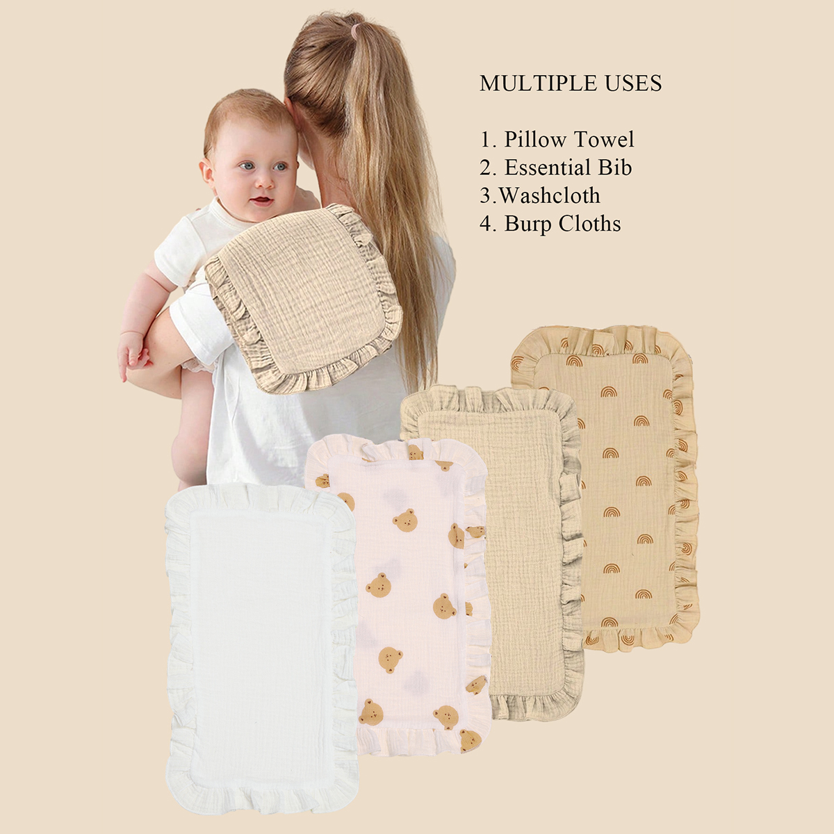 4 pcs/set Soft Muslin Cotton G - مراجعة Shoulder Pad Set In وسعره