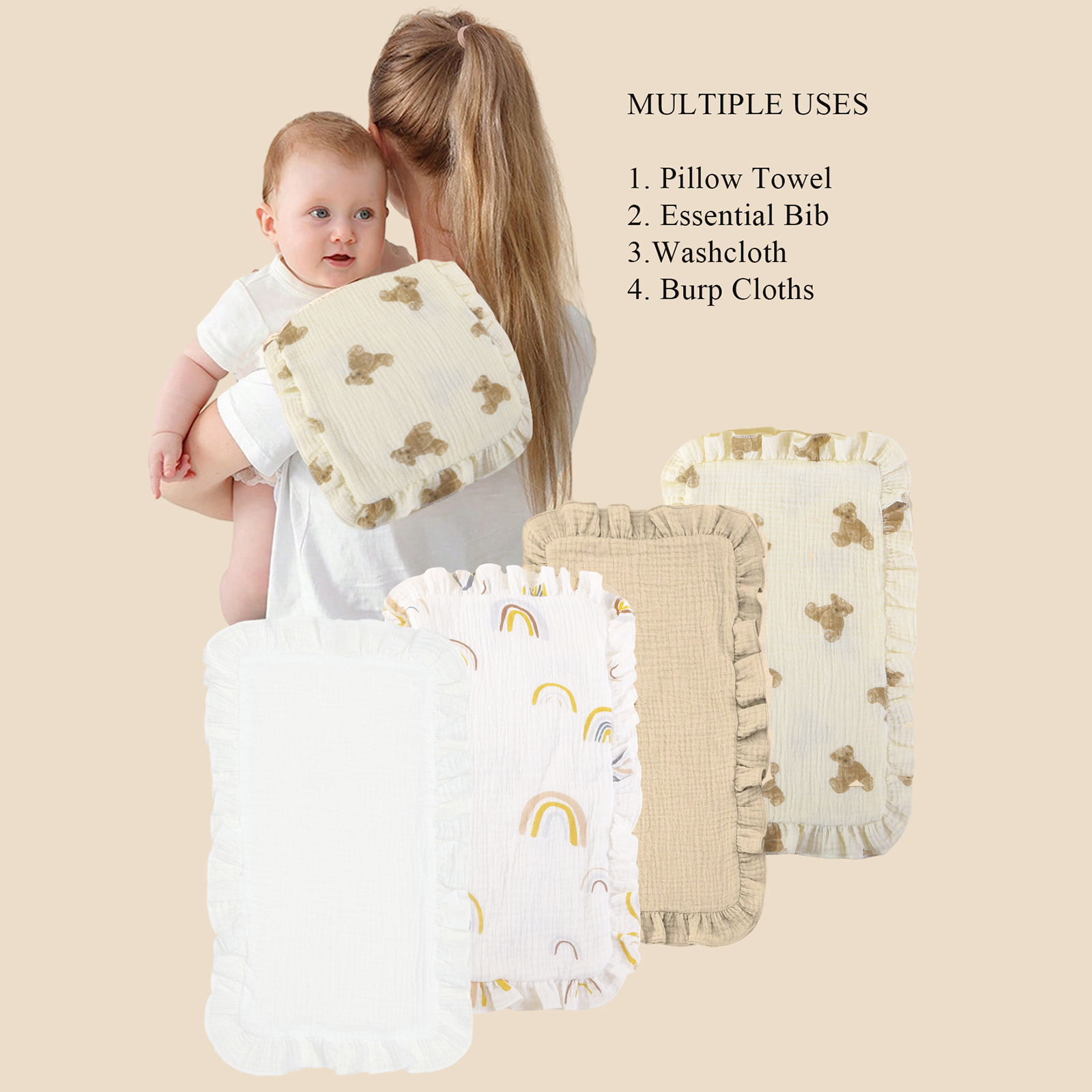 4 pcs/set Soft Muslin Cotton G - مراجعة Shoulder Pad Set In وسعره