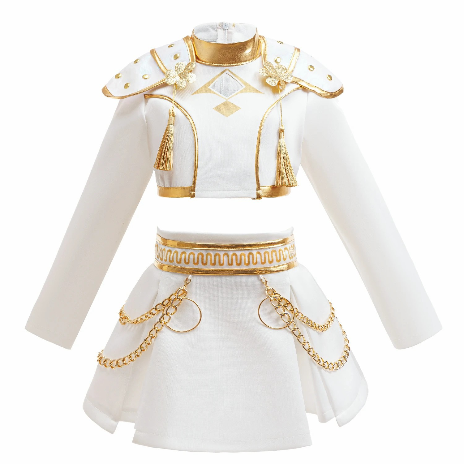 Girls White And Gold Cosplay C - مراجعة Shoulder Pad Set In وسعره
