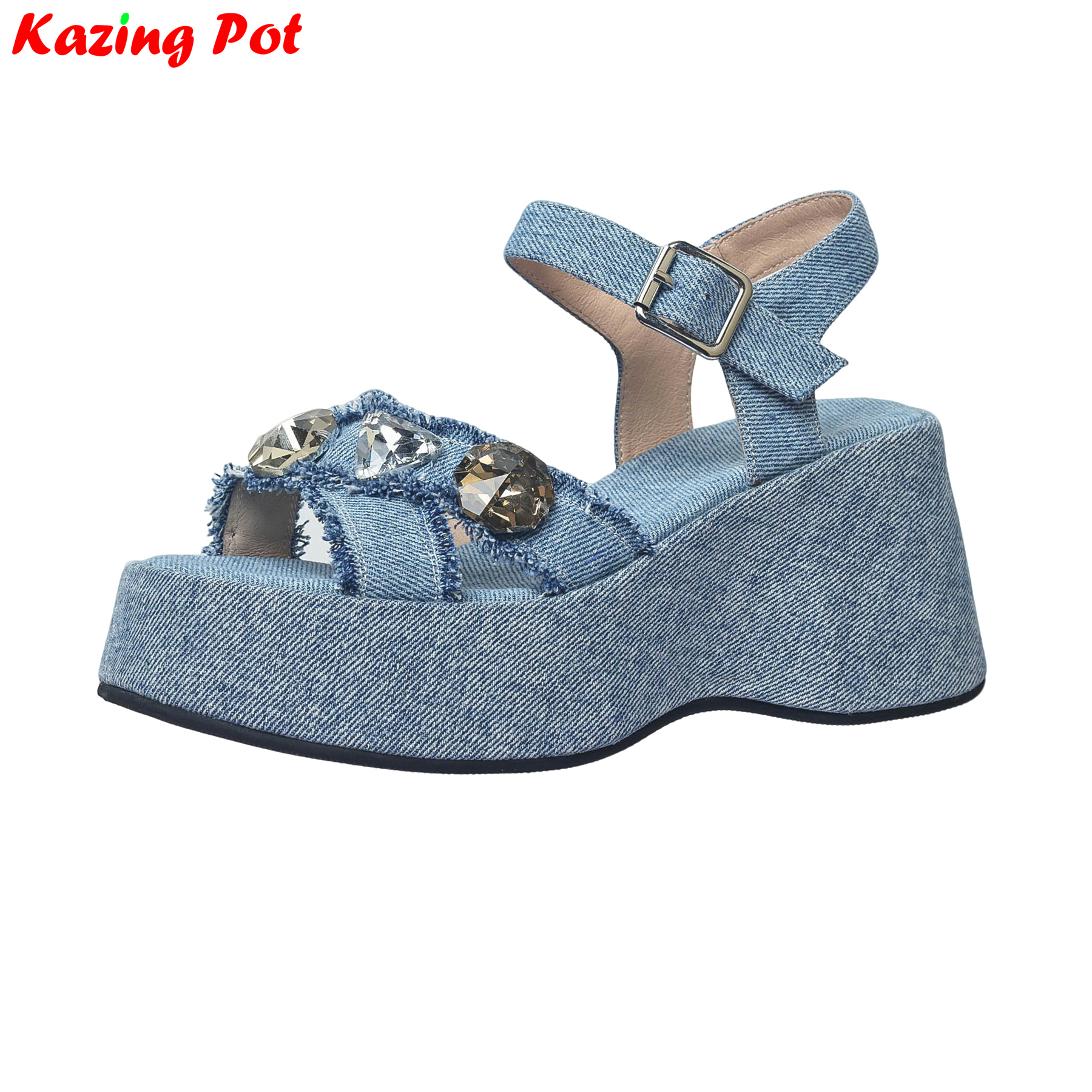 Krazing Pot Denim Peep Toe Pla - مراجعة Sewing Garment وسعره
